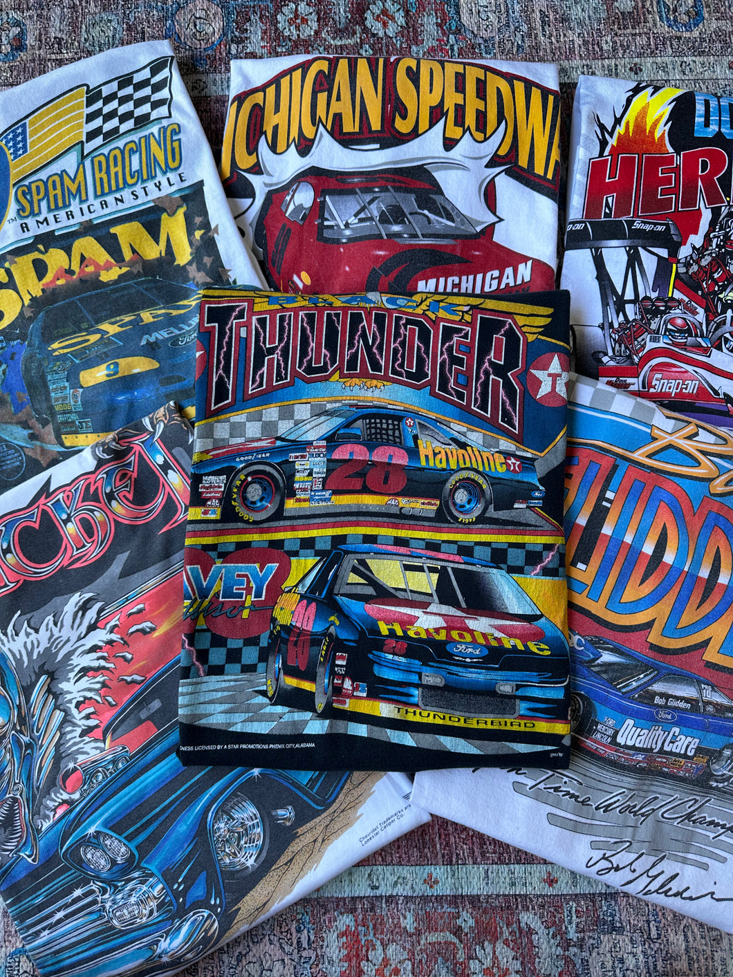 90s Black Thunder Nascar tee - L